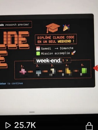 Une vidéo à 25,7 mille vues : diplômé Claude Code en un seul week-end